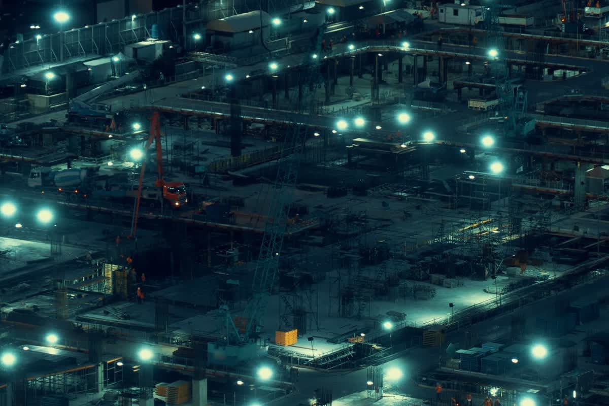 Excavator preparing a building site