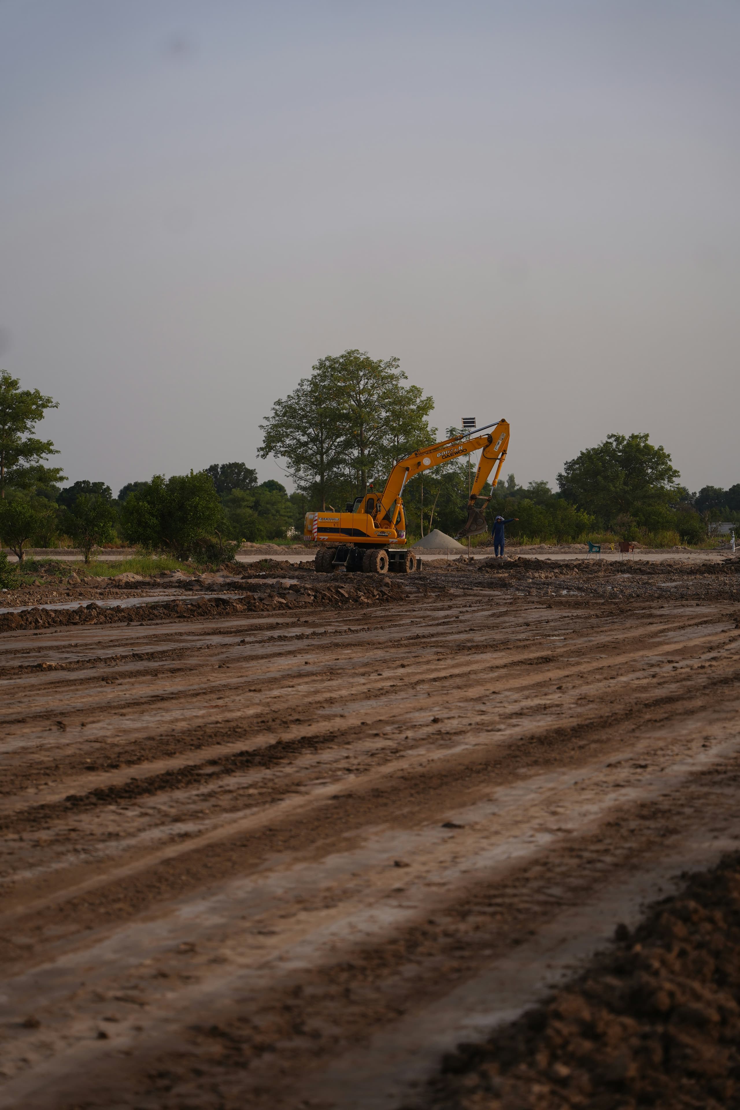 Excavation work prepared for foundation drainage