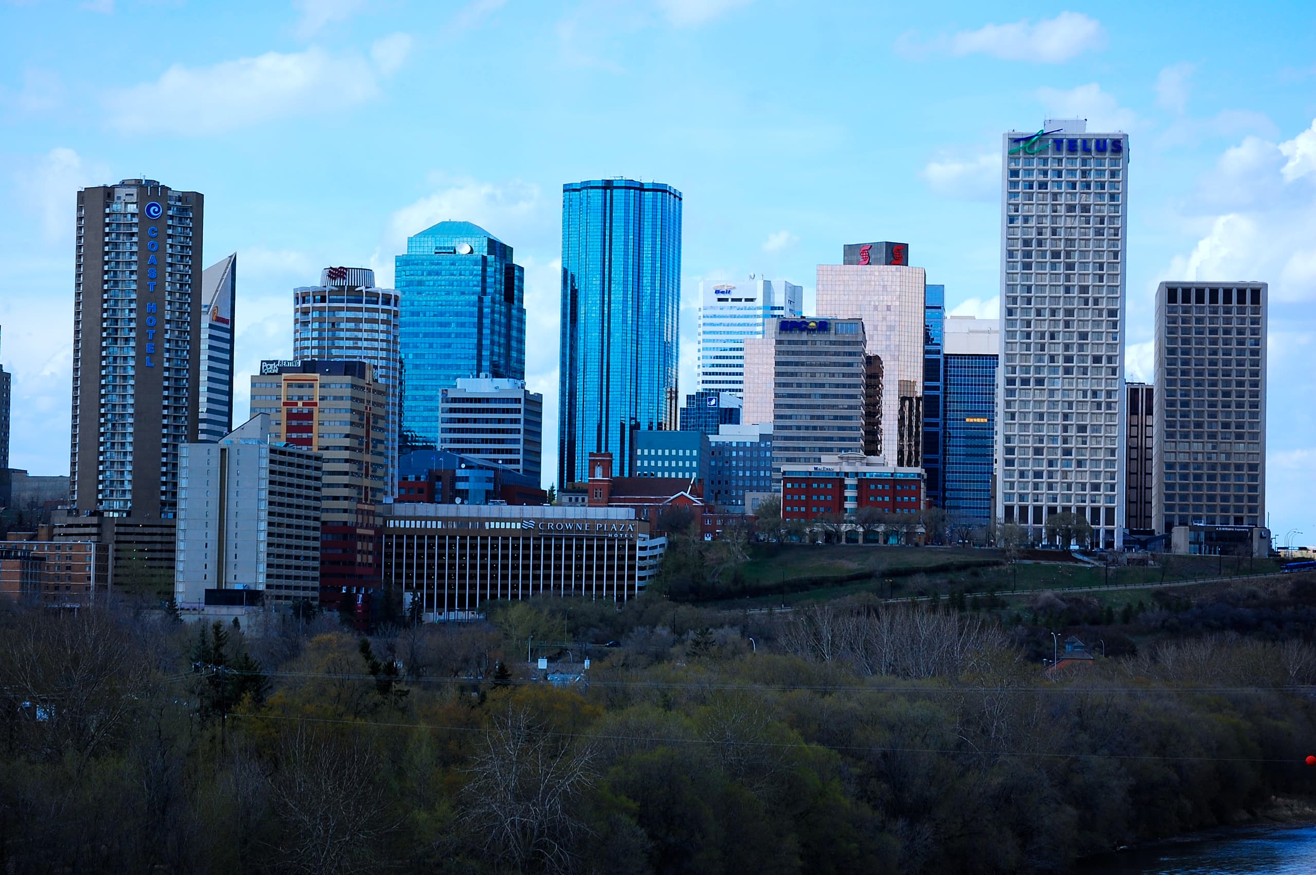 Downtown Edmonton skyline from a construction viewpoint